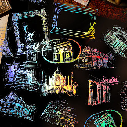 [2601-177] Prologue to Time – Holographic PET Vintage Sticker Set (6 Designs)