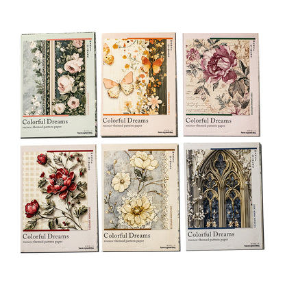 [2603-044] Floral Background Ephemera Book 6 Styles