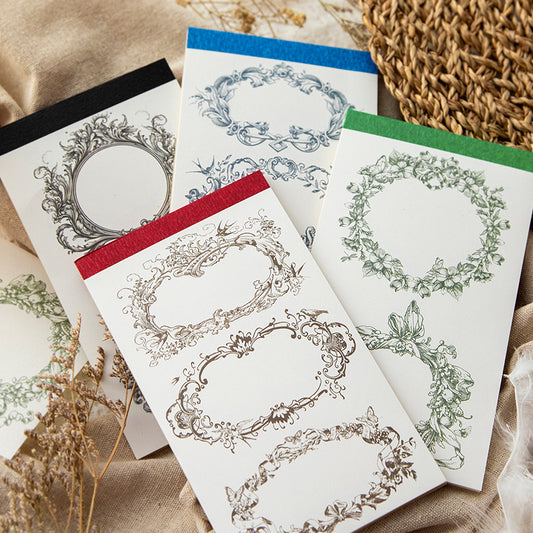 [2601-127] Dawn to Dusk Vintage Frame Memo Stickers – Tear-Off Journal Collage (4 Designs)