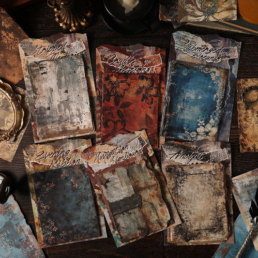 [2603-014] Vintage Ephemera Background Paper 10 Sheets 6 Styles