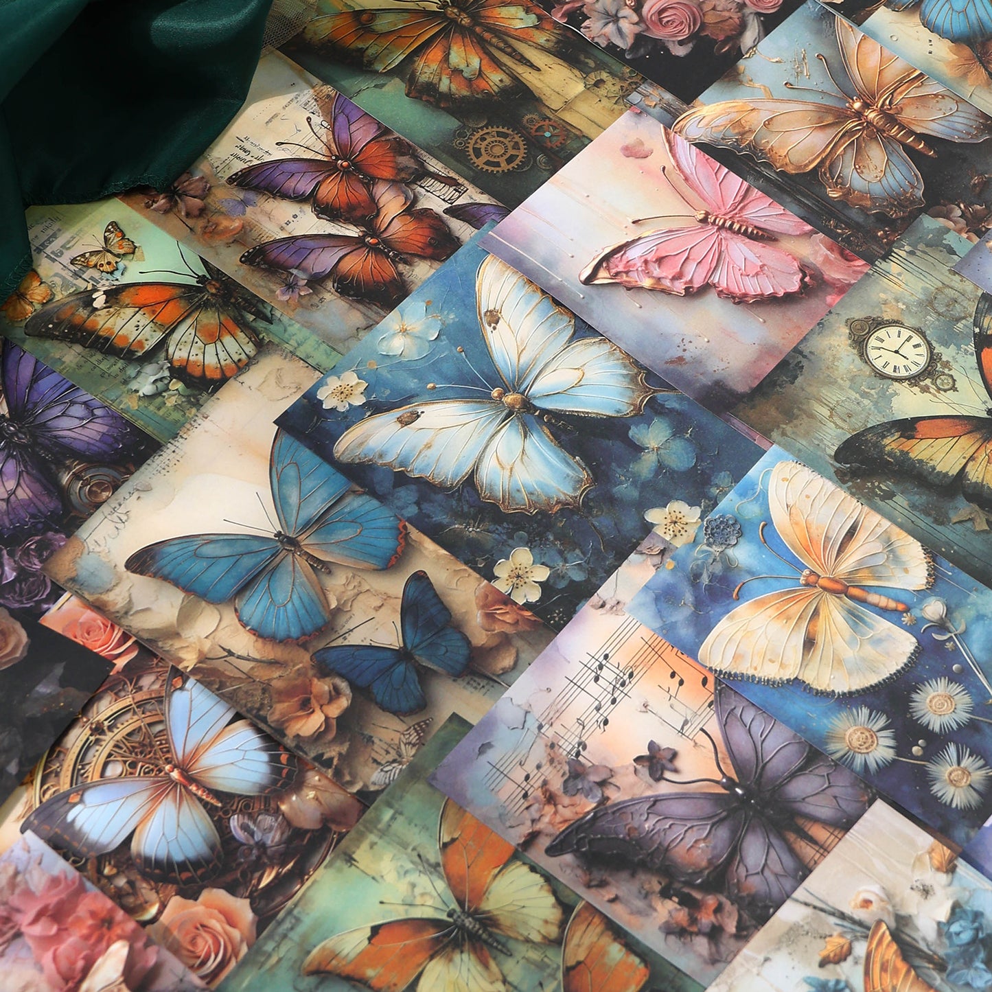 [2601-232] Romantic Butterfly Imprint Series Vintage Journal Background Paper Collage Decoration 4 Styles