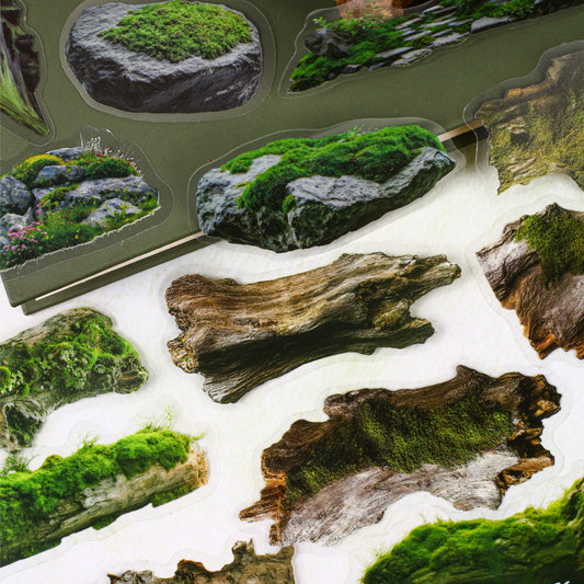 [2601-148] Moss & Stone Botanical Stickers – Nature Collage Journal Pack (6 Designs)