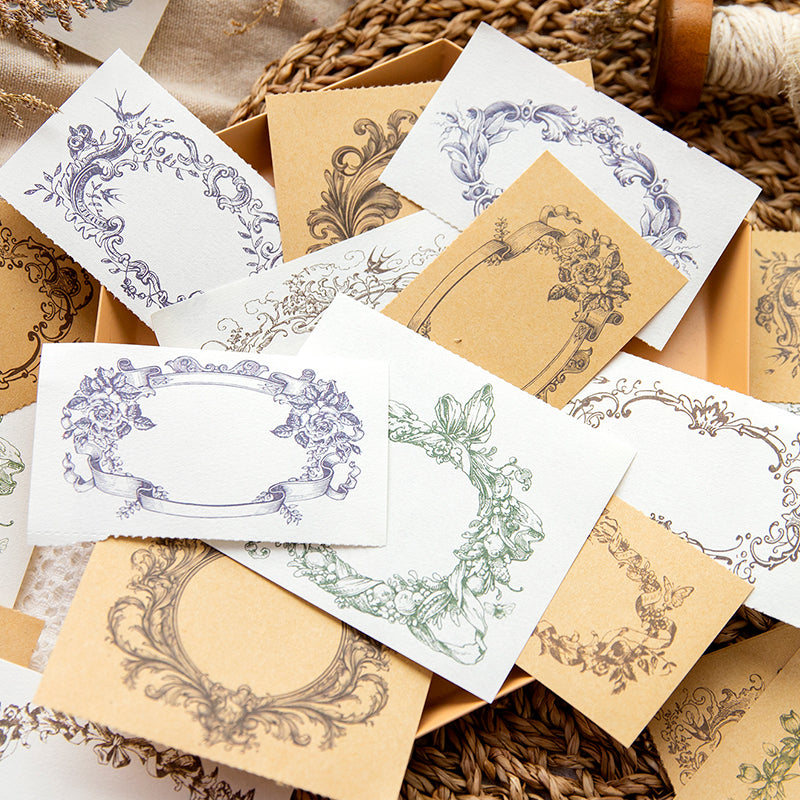 [2601-127] Dawn to Dusk Vintage Frame Memo Stickers – Tear-Off Journal Collage (4 Designs)