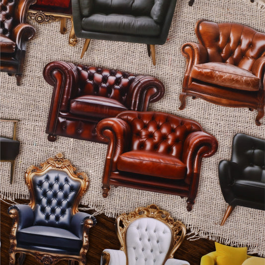 [2603-090] Vintage Sofa Home Life Journal Collage Stickers 6 Styles