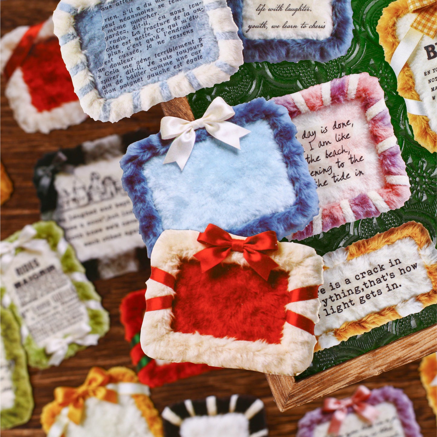 [2603-107] Embroidered Patch Journal Collage Stickers 6 Styles