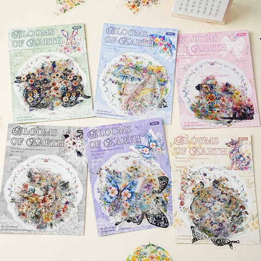 [2603-016] Floral PET Decorative Stickers 6 Styles