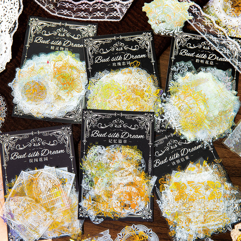 [2603-069] Lace PET Background Collage Stickers 6 Styles