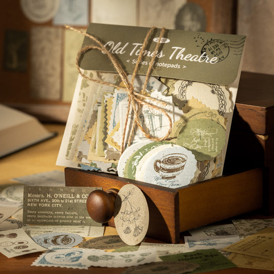 [2601-229] Old Times Theatre Series Vintage Memo Notes Journal Collage Material Pack