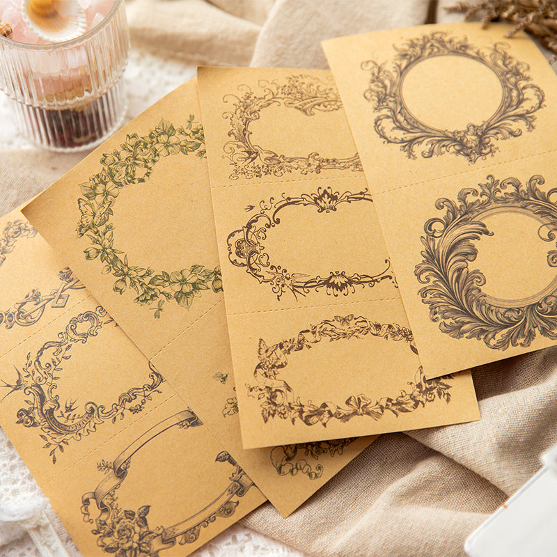 [2601-127] Dawn to Dusk Vintage Frame Memo Stickers – Tear-Off Journal Collage (4 Designs)