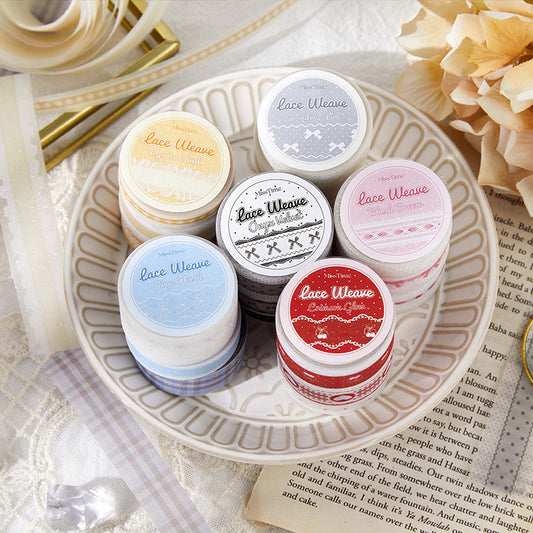 [2601-219] Soft Woven Lace Series PET Tape Journal Decoration Set 6 Styles