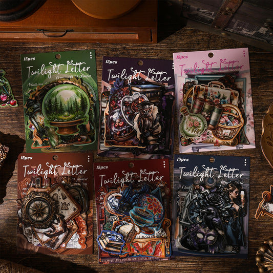 [2601-176] Twilight Letter – Gothic Vintage Character Sticker Set (6 Designs)