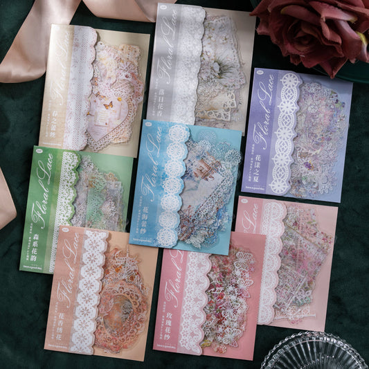 [2603-042] Floral Lace PET Decorative Stickers 8 Styles