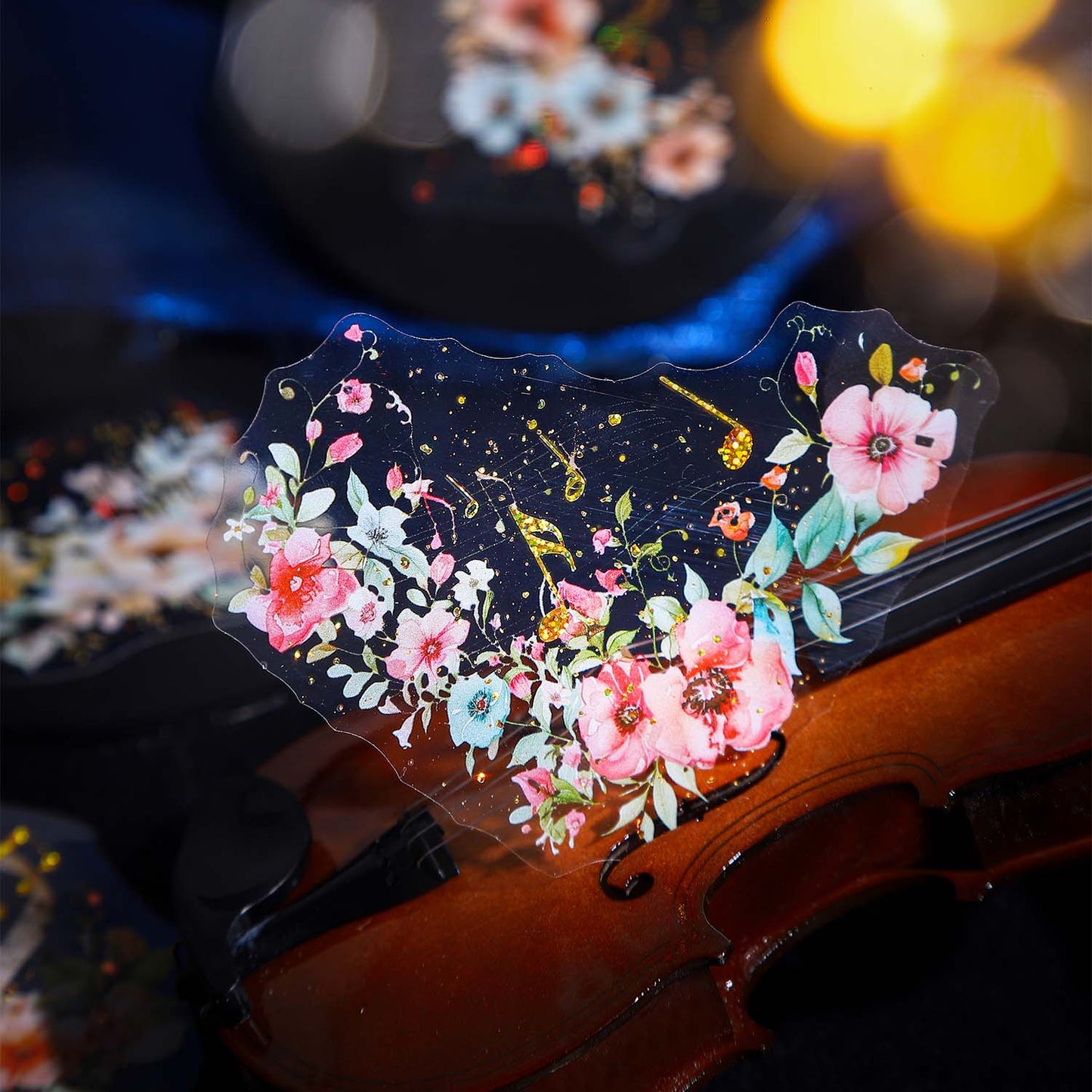 [2601-170] Floral Melody – Gilded Flower Music Stickers (6 Designs)