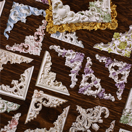[2603-022] Embossed Vintage Decorative Stickers 6 Styles
