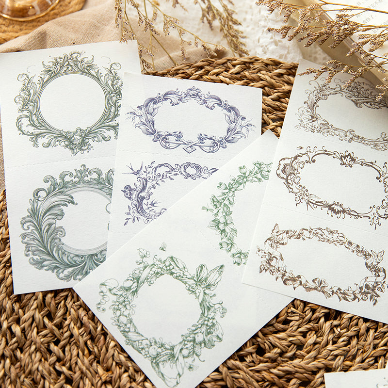 [2601-127] Dawn to Dusk Vintage Frame Memo Stickers – Tear-Off Journal Collage (4 Designs)