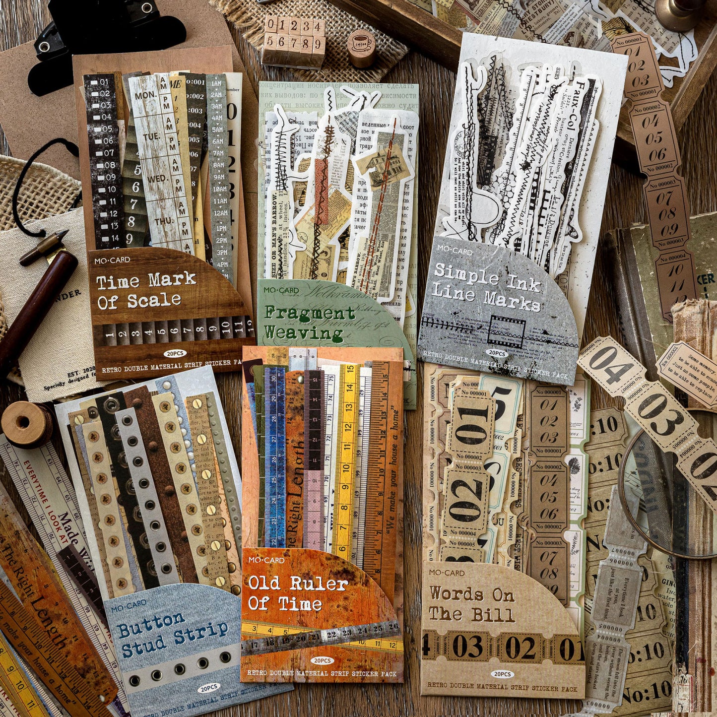 [2601-215] Vintage Time Label Sticker Strips