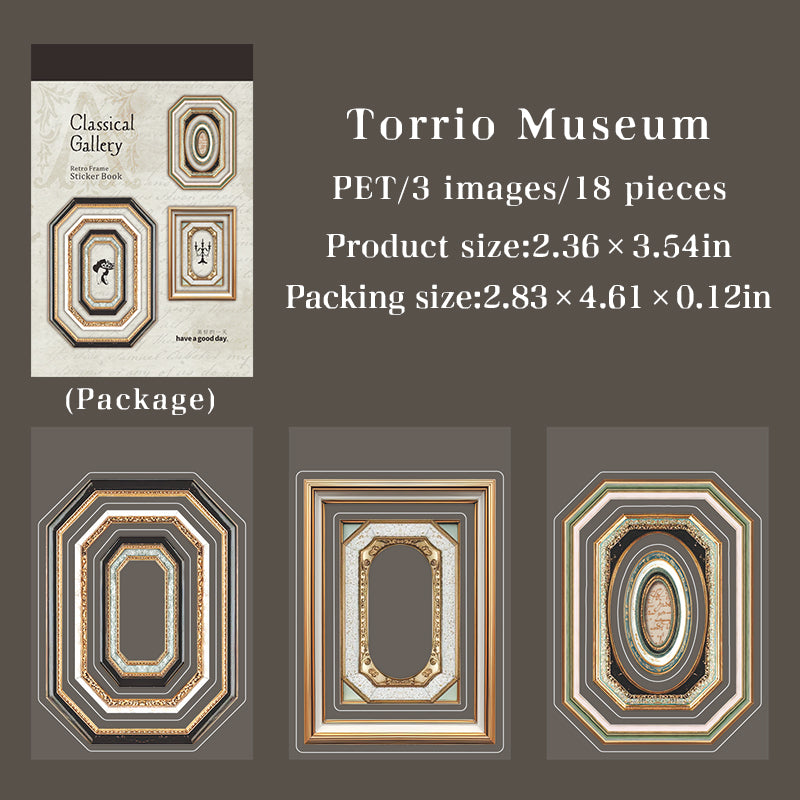 [2603-006] Vintage Museum Die Cut Frame Sticker Book 6 Styles