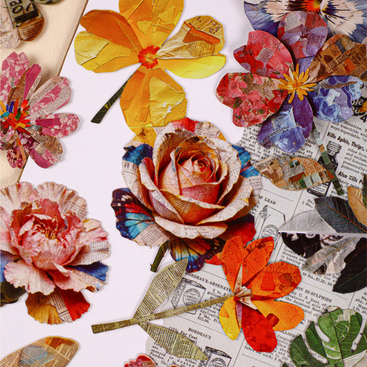 [2602-022] Vintage Floral Collage Stickers 6 Styles