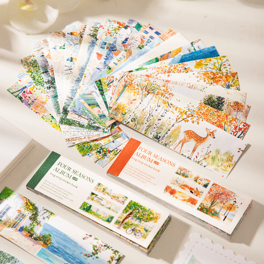 [2603-082] Seasonal Travel Landscape Journal Collage Sticker Book 4 Styles