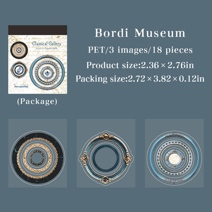 [2603-006] Vintage Museum Die Cut Frame Sticker Book 6 Styles