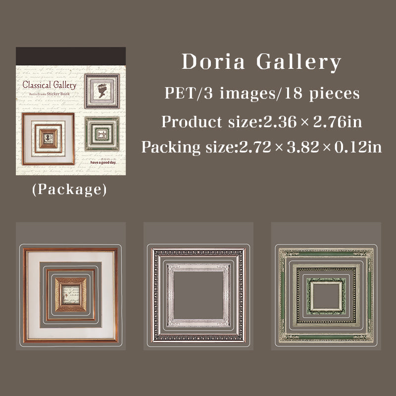 [2603-006] Vintage Museum Die Cut Frame Sticker Book 6 Styles