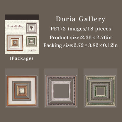 [2603-006] Vintage Museum Die Cut Frame Sticker Book 6 Styles