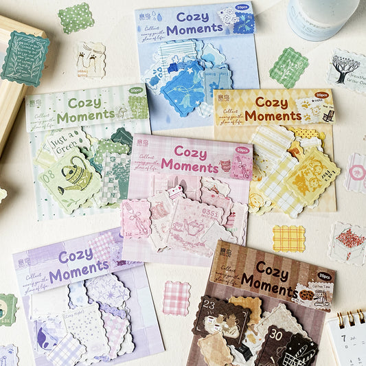 [2603-011] White Kraft Embossed Stamp Stickers 6 Styles