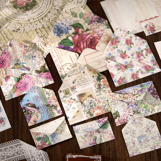 [2601-202] Vintage Floral Letter Envelope Paper Set 6 Styles