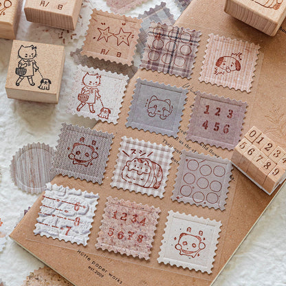 [2602-017] Embossed Kraft Paper Sticker Set 4 Styles