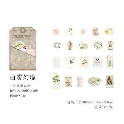 [2603-088] Vintage Floral Memo Note Stickers 6 Styles