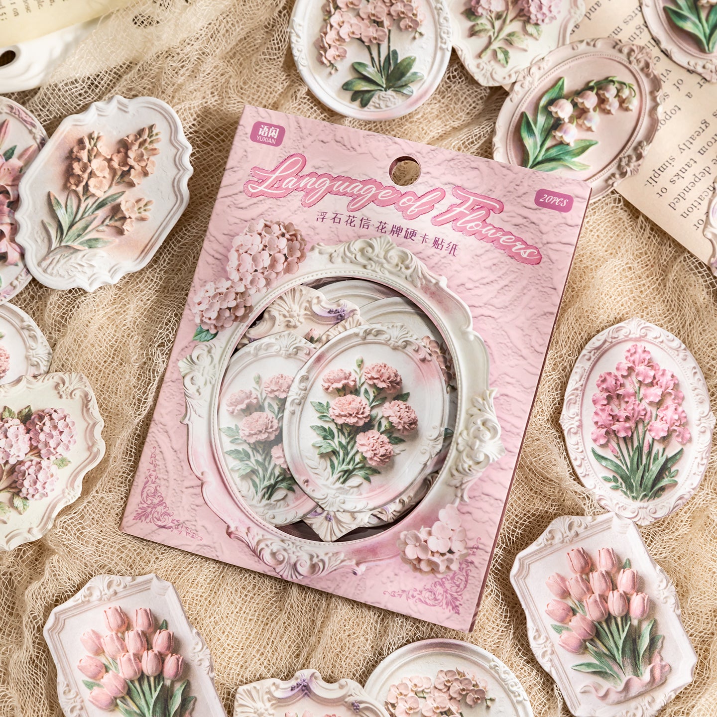[2603-145] Vintage Botanical Collage Card Stickers 4 Styles