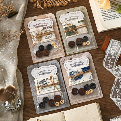 [2601-206] Handwritten Fabric Button Pack 4 Styles