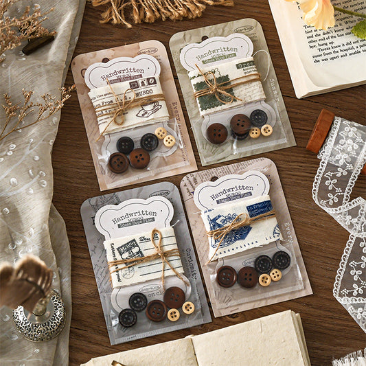 [2601-206] Handwritten Fabric Button Pack 4 Styles