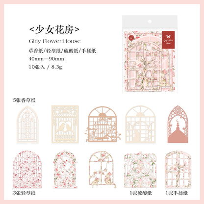 [2603-094] Romantic Lace Frame Journal Collage Stickers 6 Styles