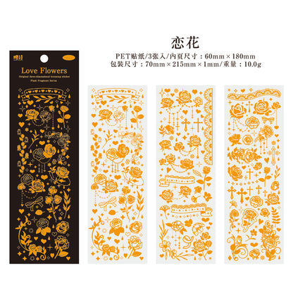[2603-061] Gold Foil Glitter Frame Line Stickers 4 Styles