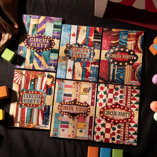 [2603-095] Vintage Circus Party Journal Background Paper 6 Styles