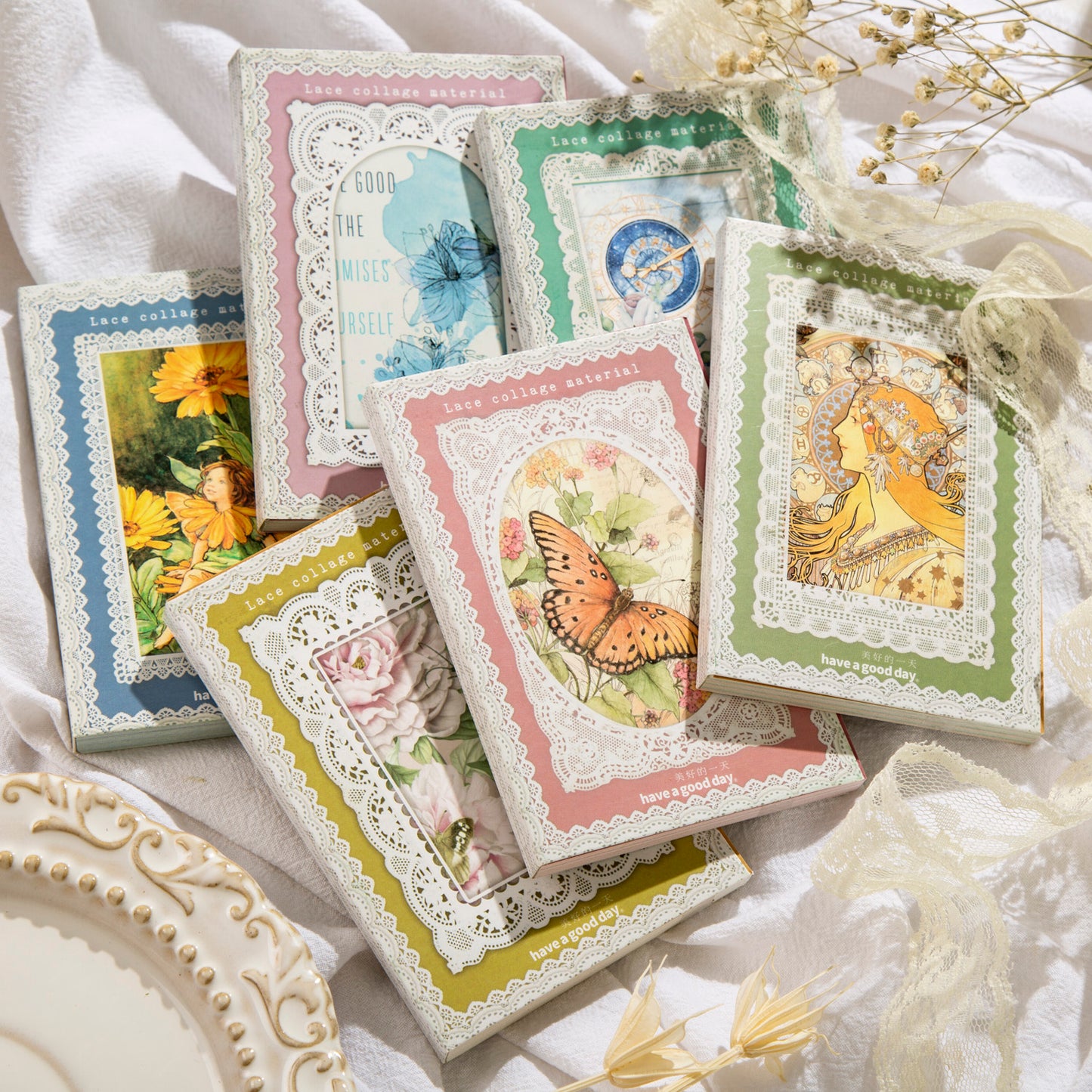 [2602-006] Lace Collage Journal Papers 6 Styles