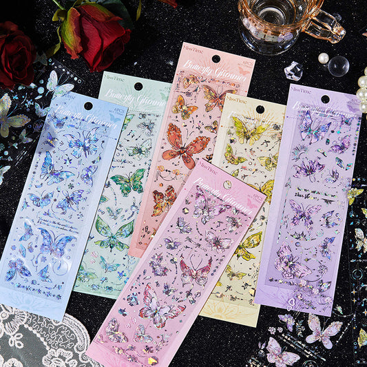 [2603-086] Iridescent Butterfly Decorative Sticker Flakes 6 Styles