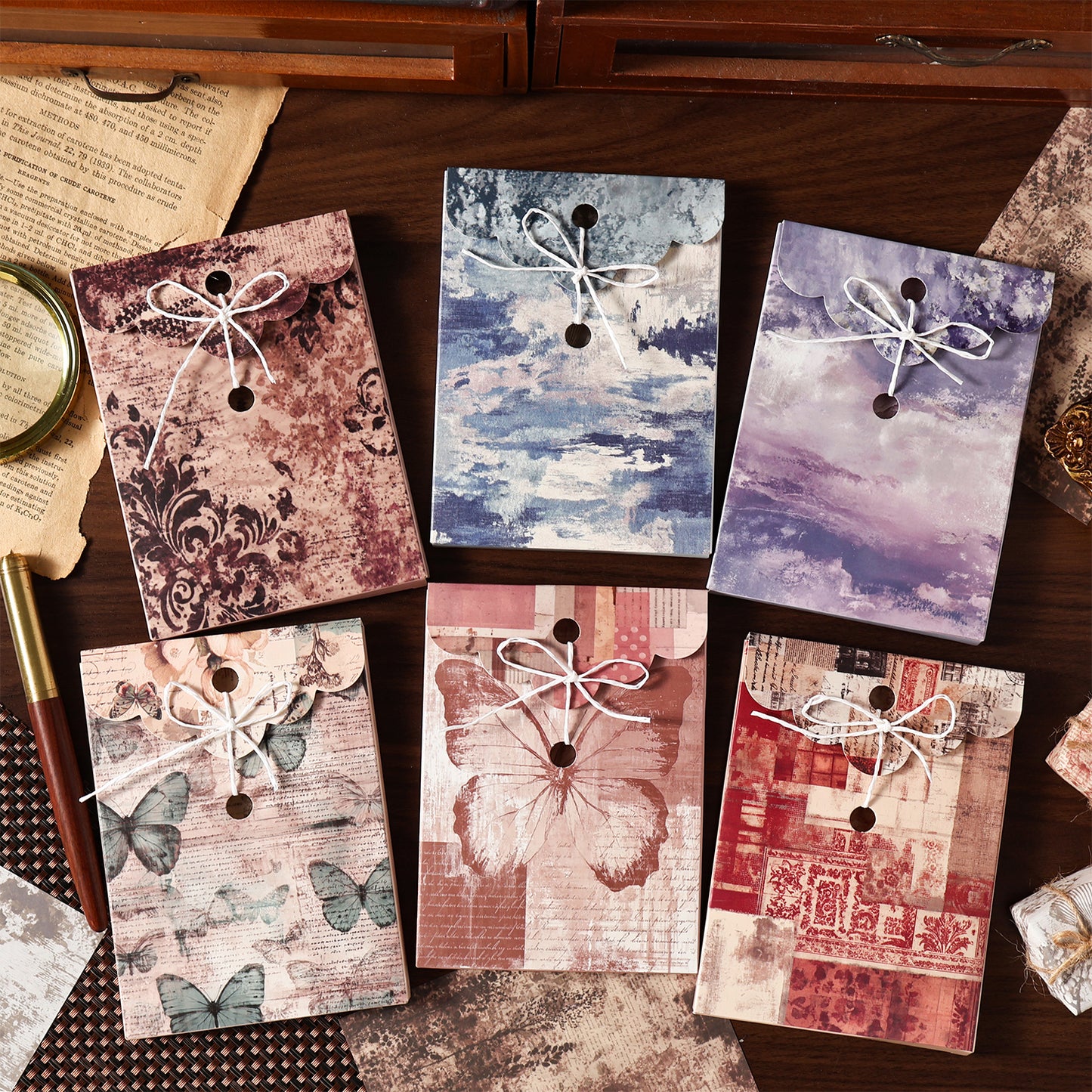 [2601-222] Deep Imprint Series Vintage Texture Journal Paper Set 30 Sheets