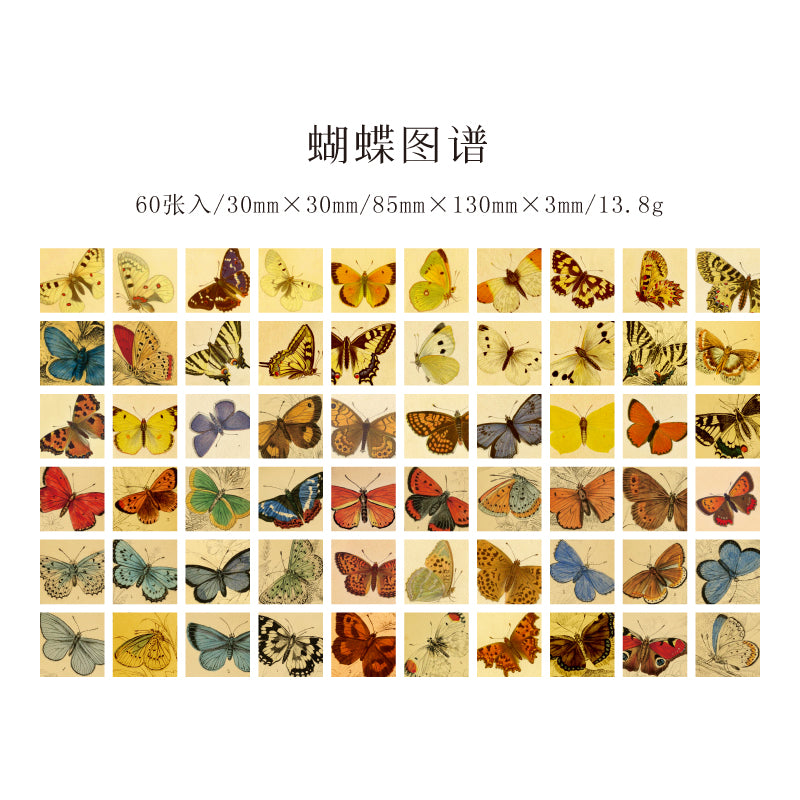 [2602-007] Butterfly Collage Journal Stickers 6 Styles