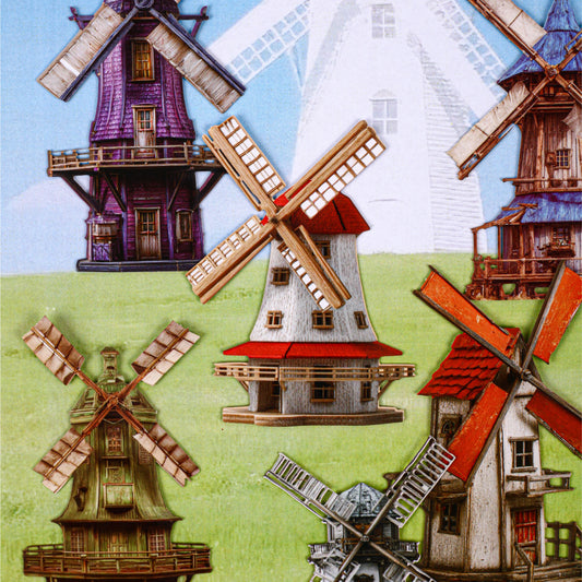 [2603-013] Vintage Countryside Windmill Stickers 6 Styles