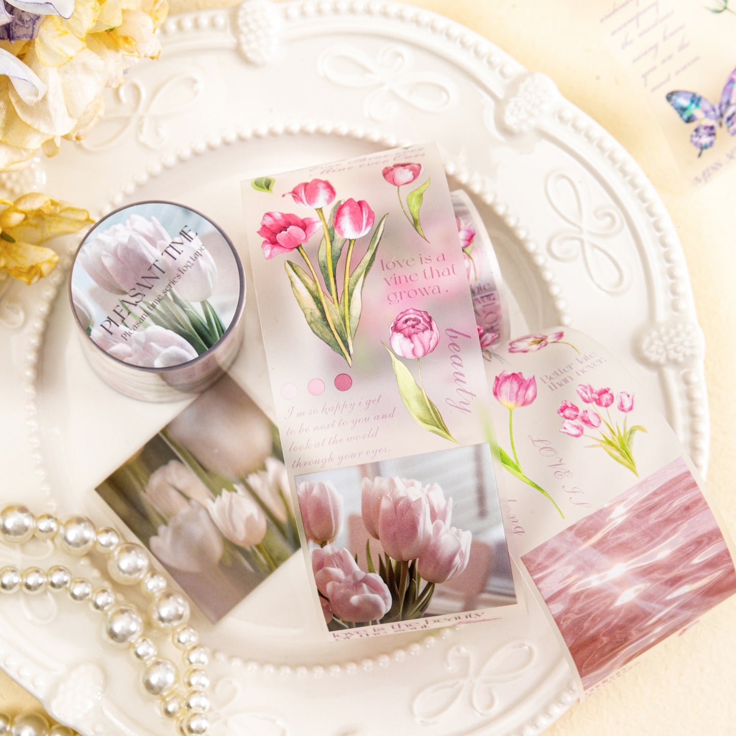 [2601-234] Leisure Time Series Botanical PET Washi Tape Journal Decoration 6 Styles