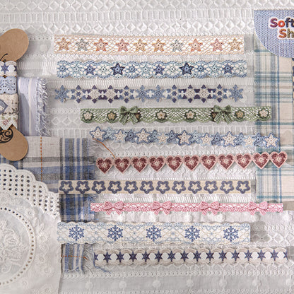 [2602-009] Vintage Fabric Strip Stickers 6 Styles