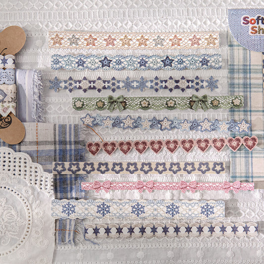 [2602-009] Vintage Fabric Strip Stickers 6 Styles