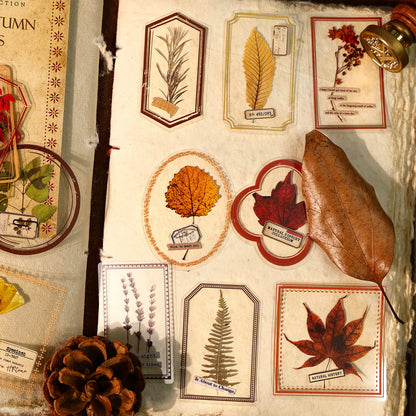 [2601-126] Vintage Nature PET Stickers – “Natural Collection” Botanical & Postage Set (4 Styles 20 Pieces)