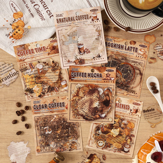 [2603-045] Vintage Coffee PET Background Stickers 6 Styles