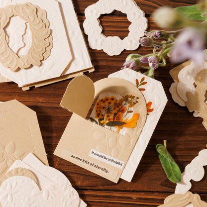[2601-228] Floating Flower Sea Series Embossed Mixed Media Journal Collage Material Box 4 Styles