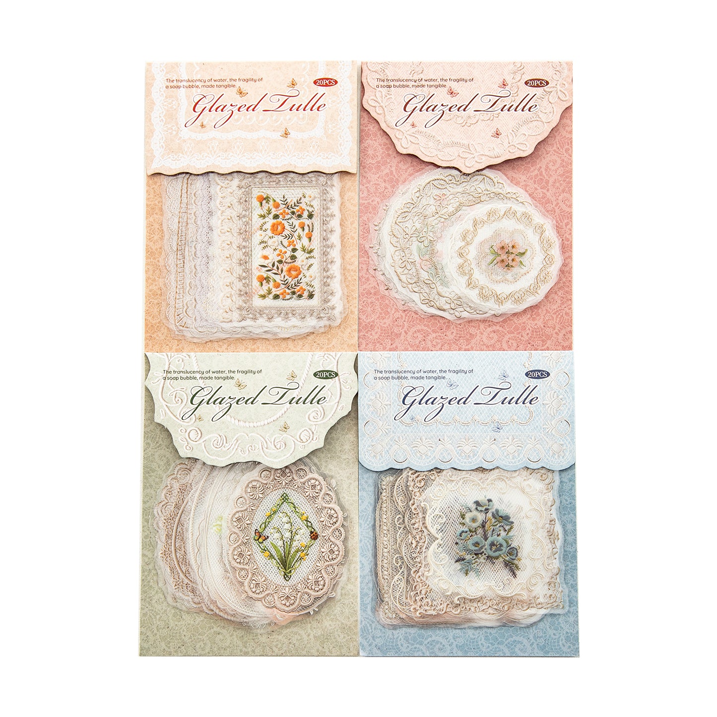 [2603-120] Lace Mesh PET Sticker Pack 4 Styles