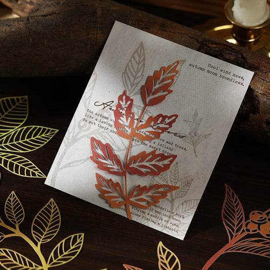 [2601-224] Falling Leaves Paper Cut Series Journal Collage Base Material Pack 10 Pieces 4 Styles