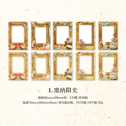 [2601-131] Victorian Keepsake Collage Stickers – Vintage Frame & Floral Series (5 Designs)